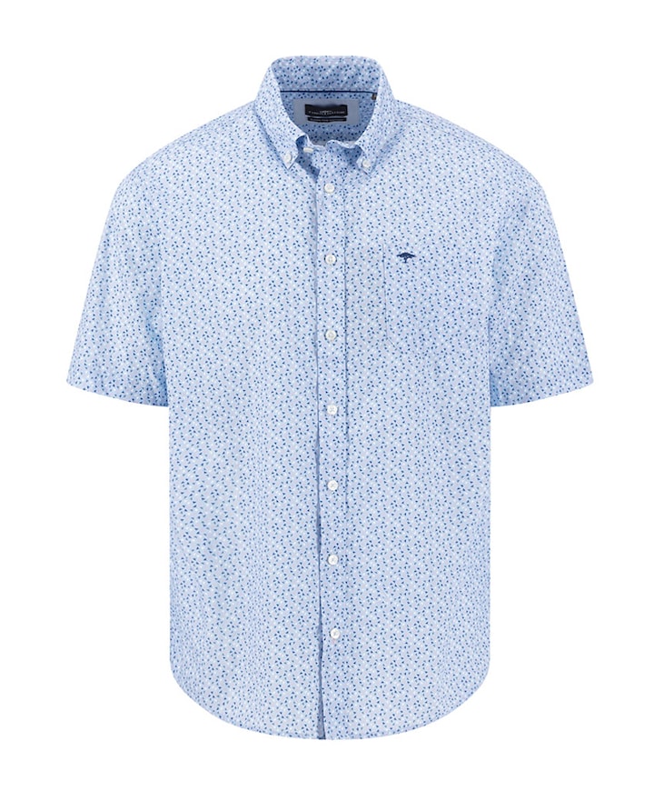 Heren overhemd korte mouw blauw