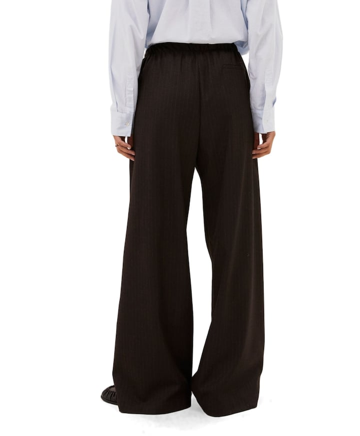 pelle pinstripe dames broek bruin