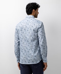 Heren overhemd lange mouw blauw