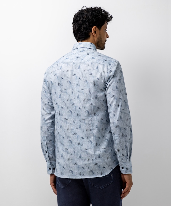 Heren overhemd lange mouw blauw