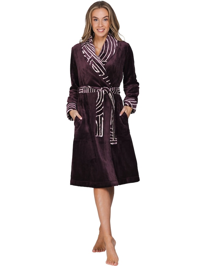 Dames ochtendjas bordeaux