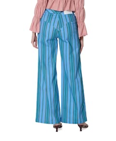 Leroy striped twill dames broek blauw