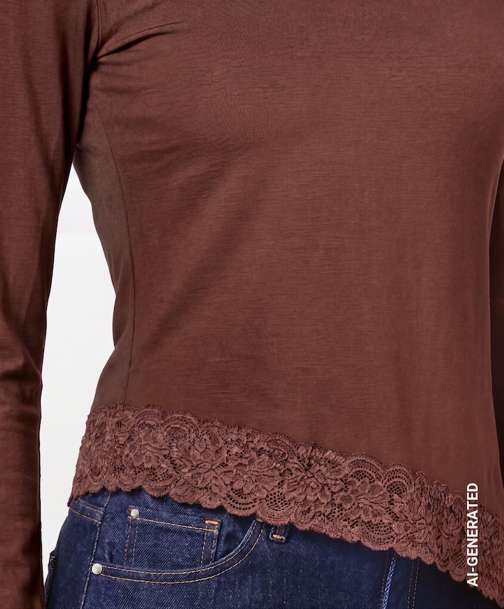 Dames longsleeve bruin