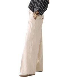 Trousers wide leg Cotton blend with approx 82cm in dames broek beige