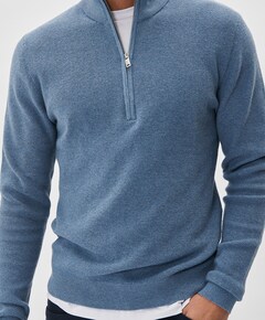 Heren trui met rits blauw
