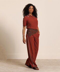 Lexie piping dames broek brique