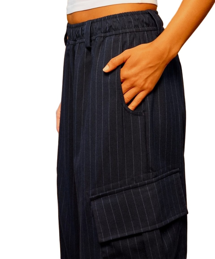 Romeo Baggy Flanel Pin Striped dames broek blauw