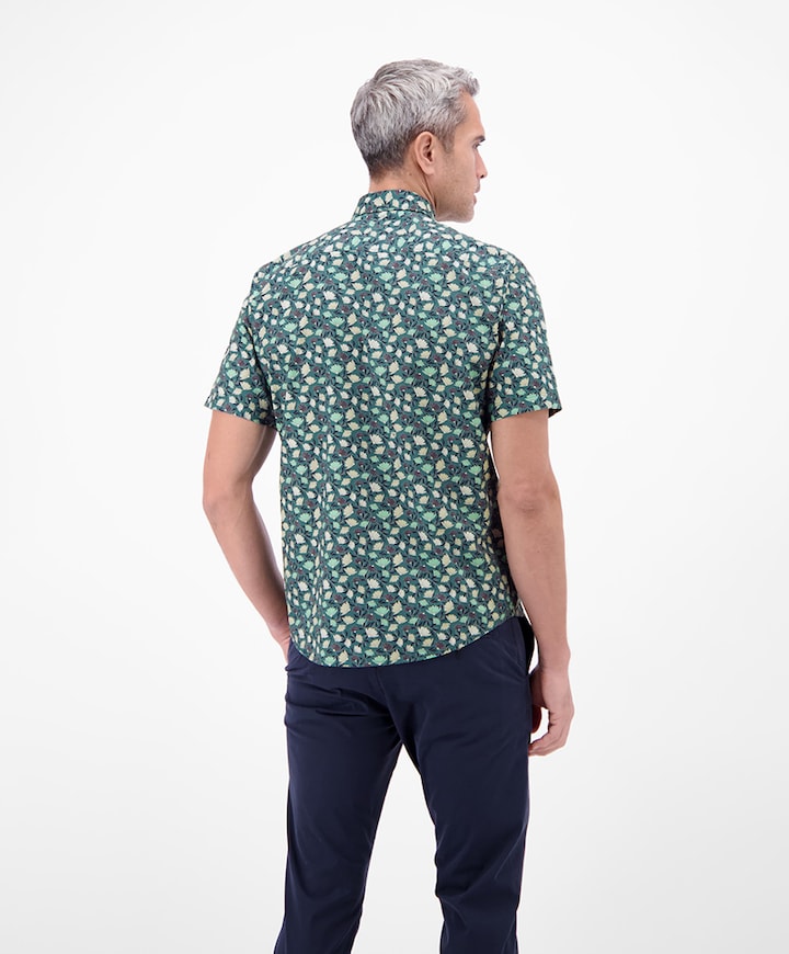 Heren overhemd korte mouw groen