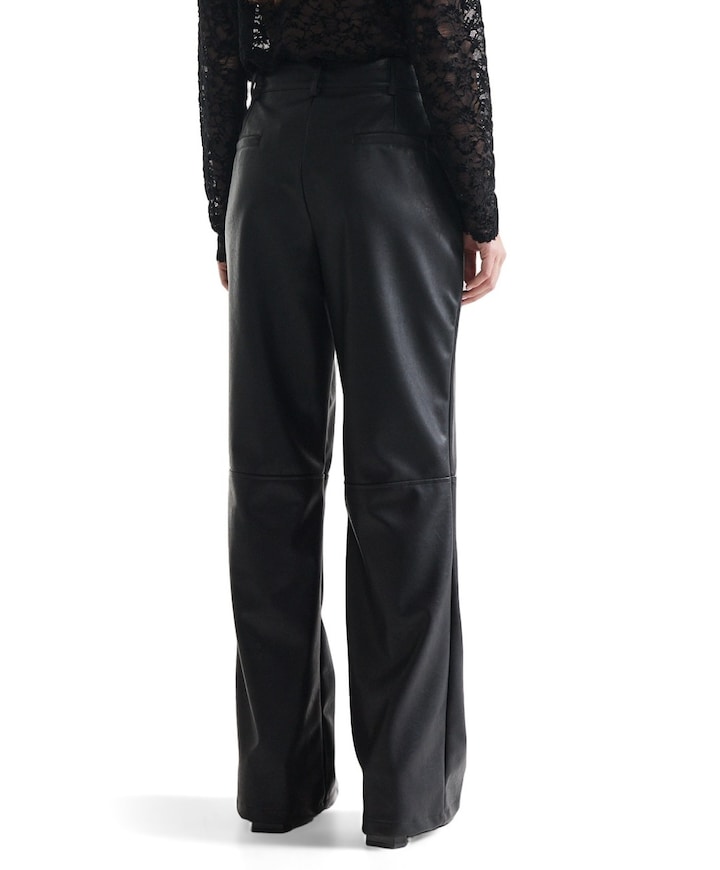 BINA pu 425 vegan leather wide fit long dames broek zwart