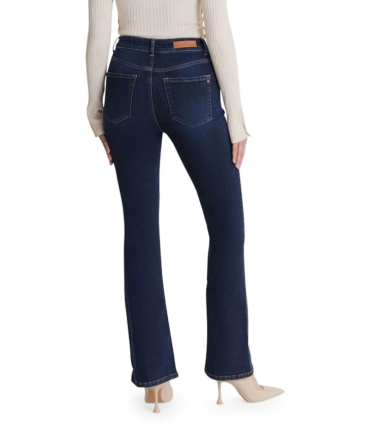 ultra high waist flare dames jeans blauw