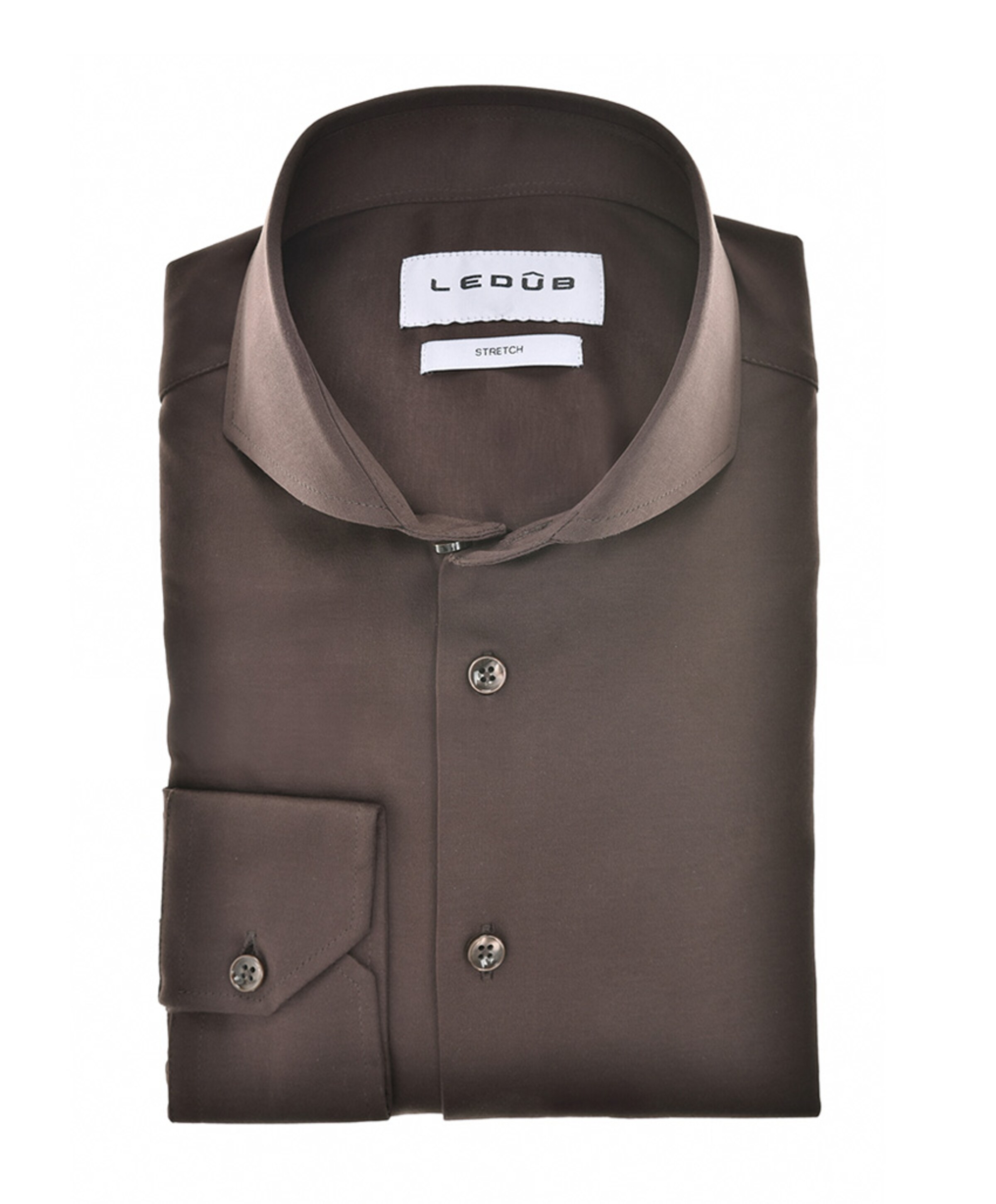 Heren overhemd extra lange mouw bruin