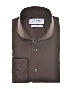Heren overhemd extra lange mouw bruin
