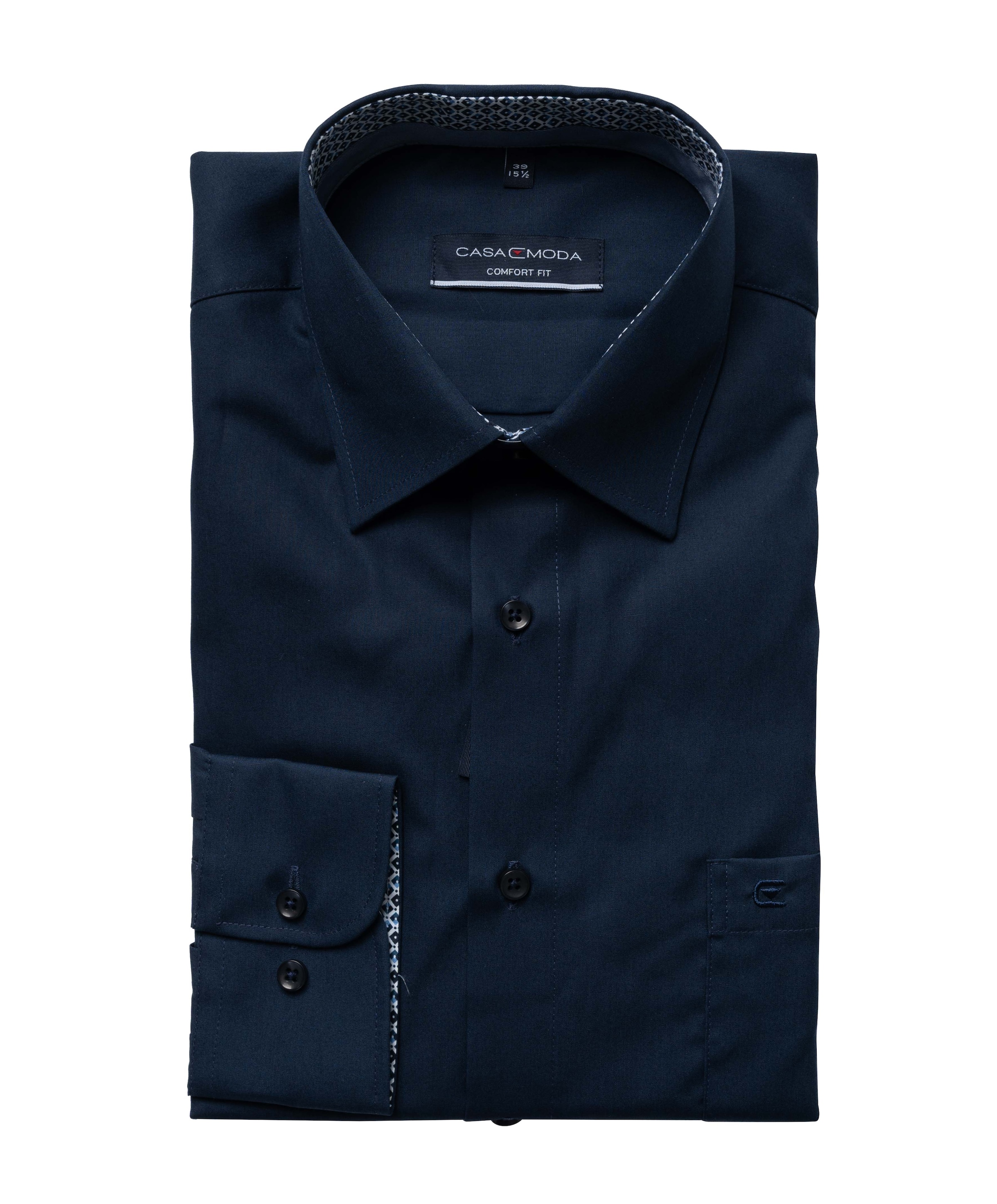 Heren overhemd lange mouw blauw