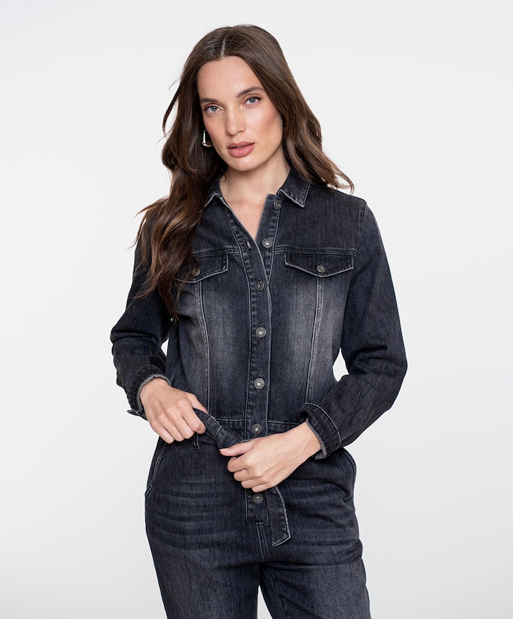 Jeans jumpsuit grijs