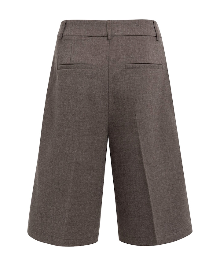 Geweven met hoge taille dames bermuda bruin