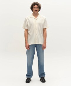 Heren overhemd korte mouw ecru