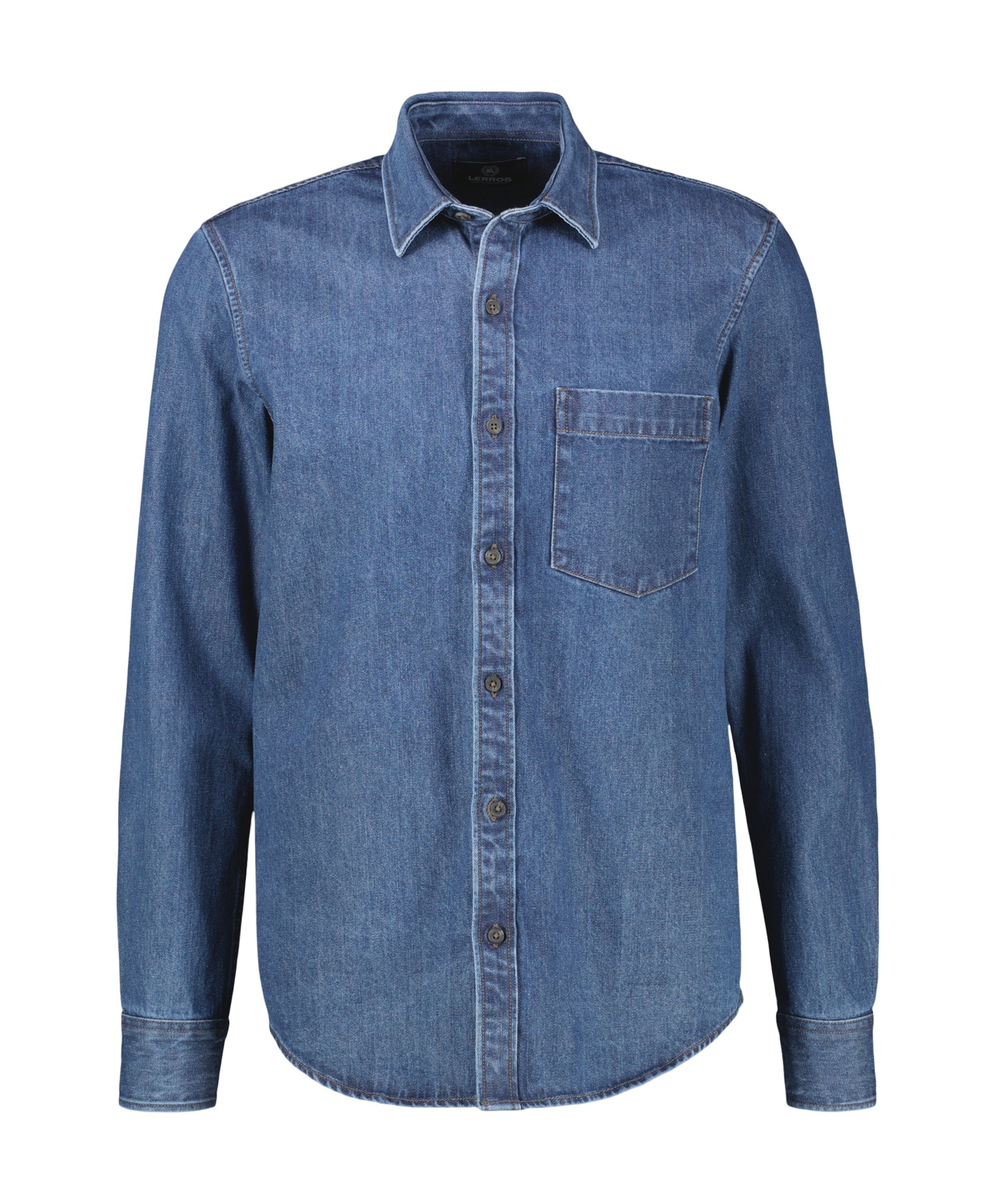 Heren overhemd lange mouw blauw
