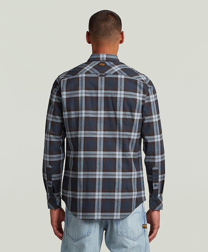 Heren overhemd lange mouw blauw