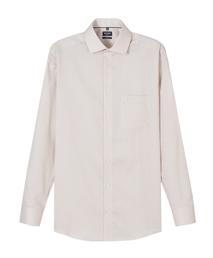 Heren overhemd lange mouw beige