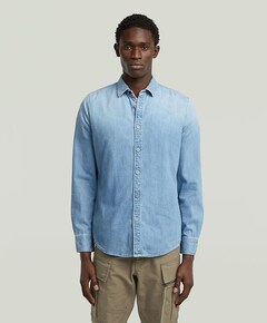 Heren overhemd lange mouw blauw