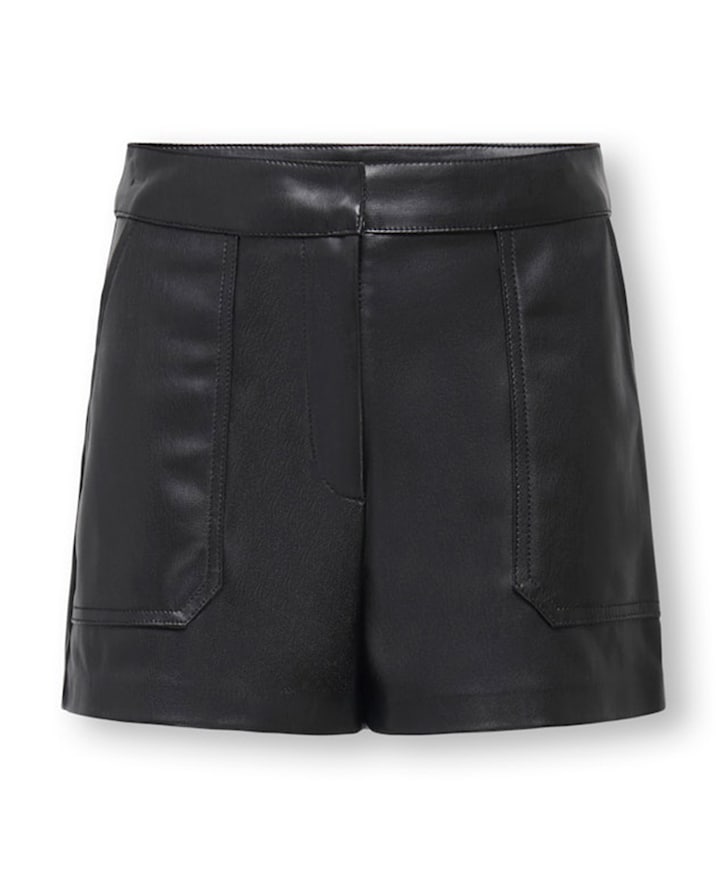 KOGTRICIA FAUX LEATHER OTW meisjes korte broek zwart