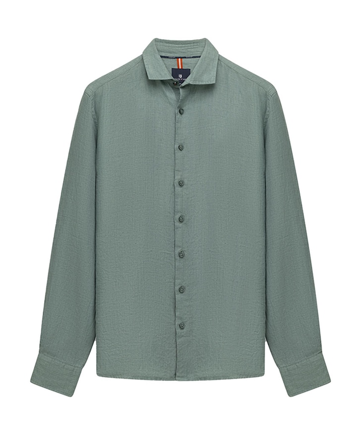 Heren overhemd lange mouw groen