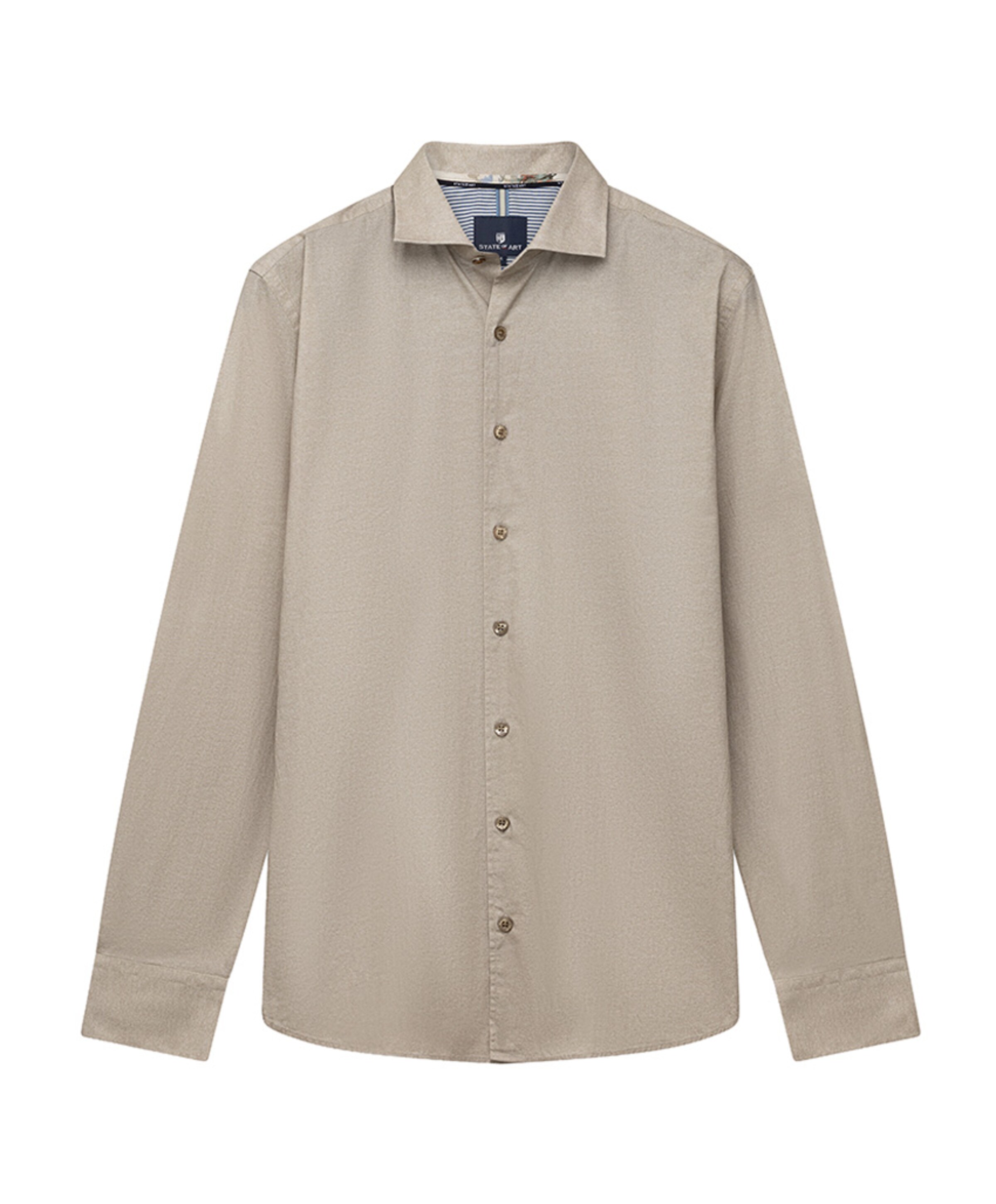 Heren overhemd lange mouw beige