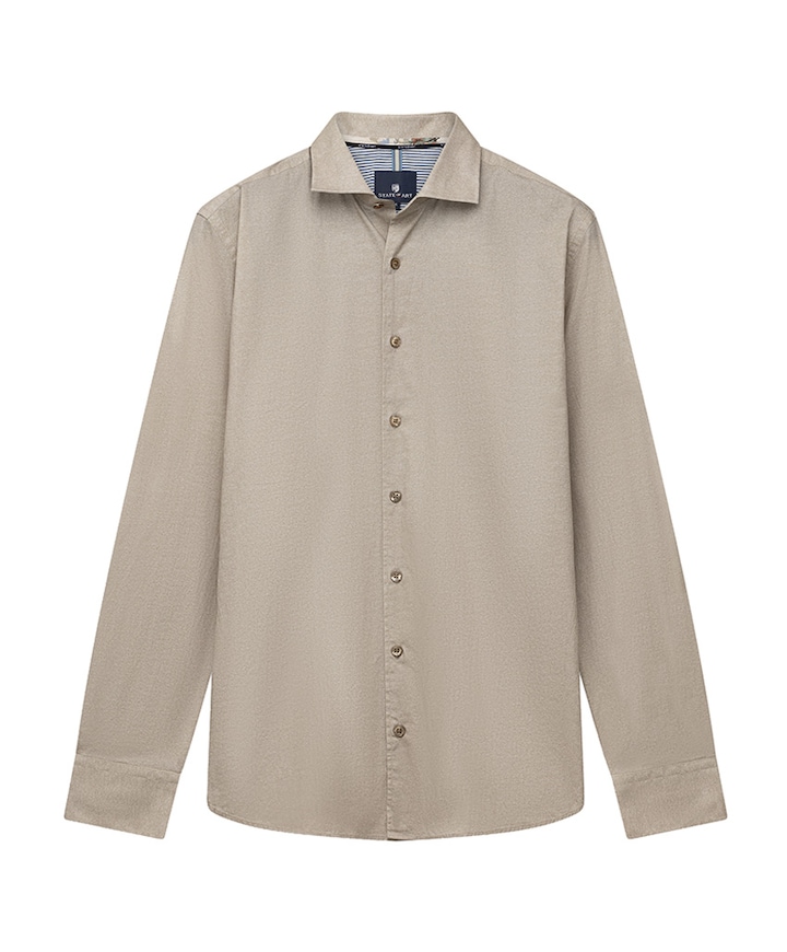 Heren overhemd lange mouw beige