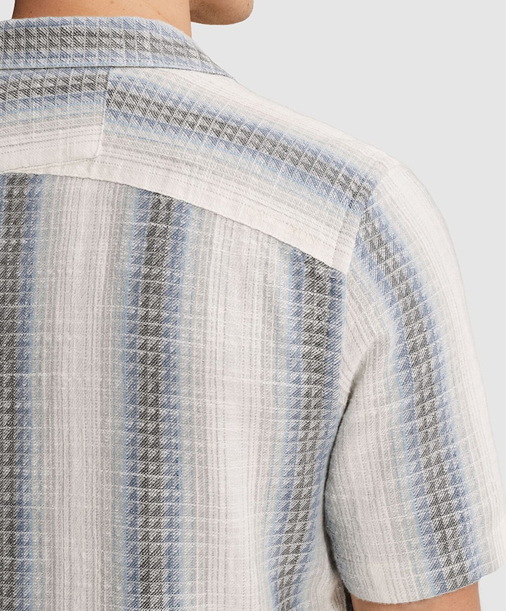 Heren overhemd korte mouw blauw