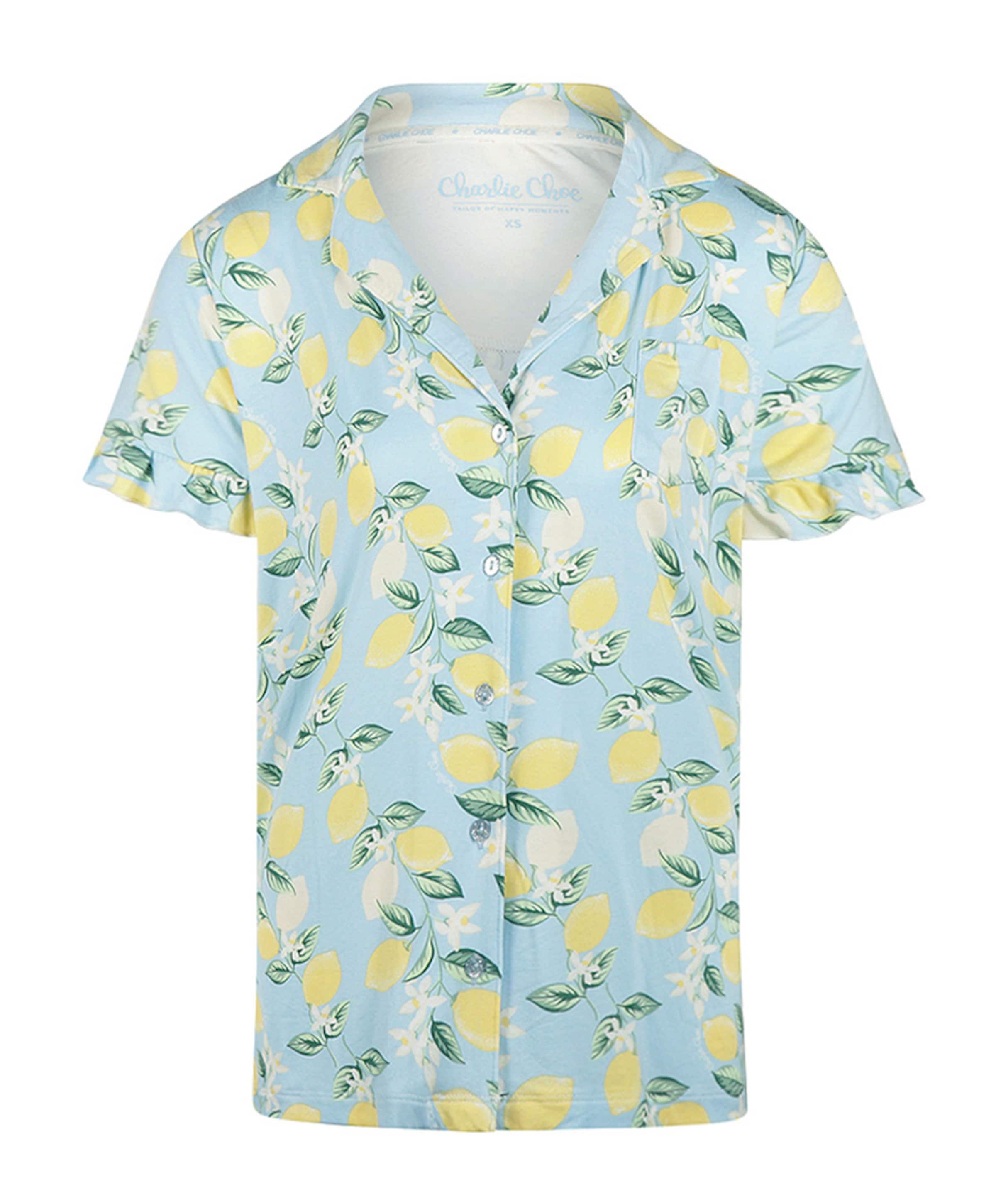 Dames pyjamatop blauw