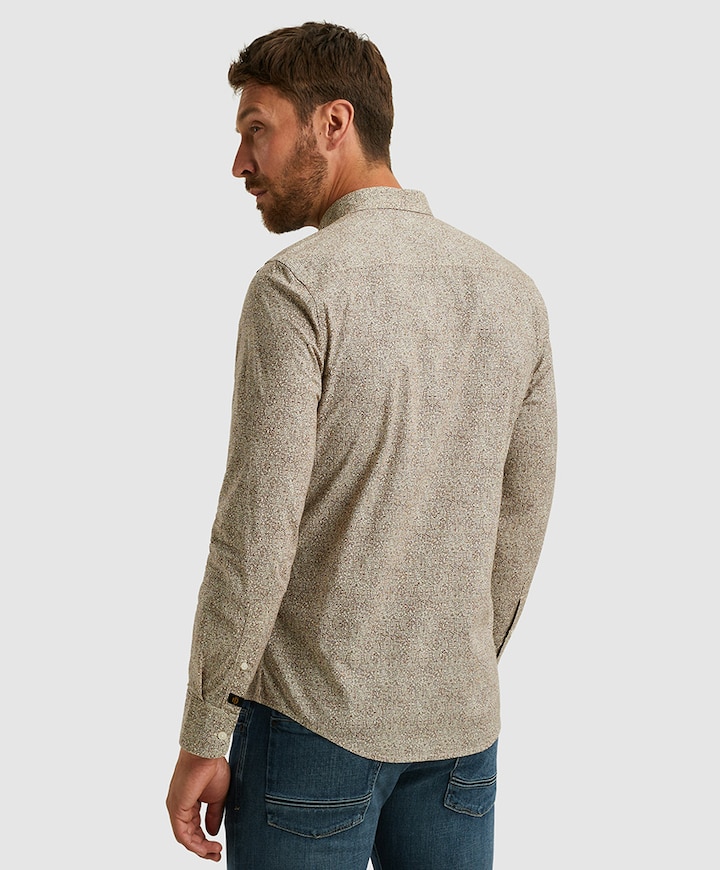 Heren overhemd lange mouw bruin