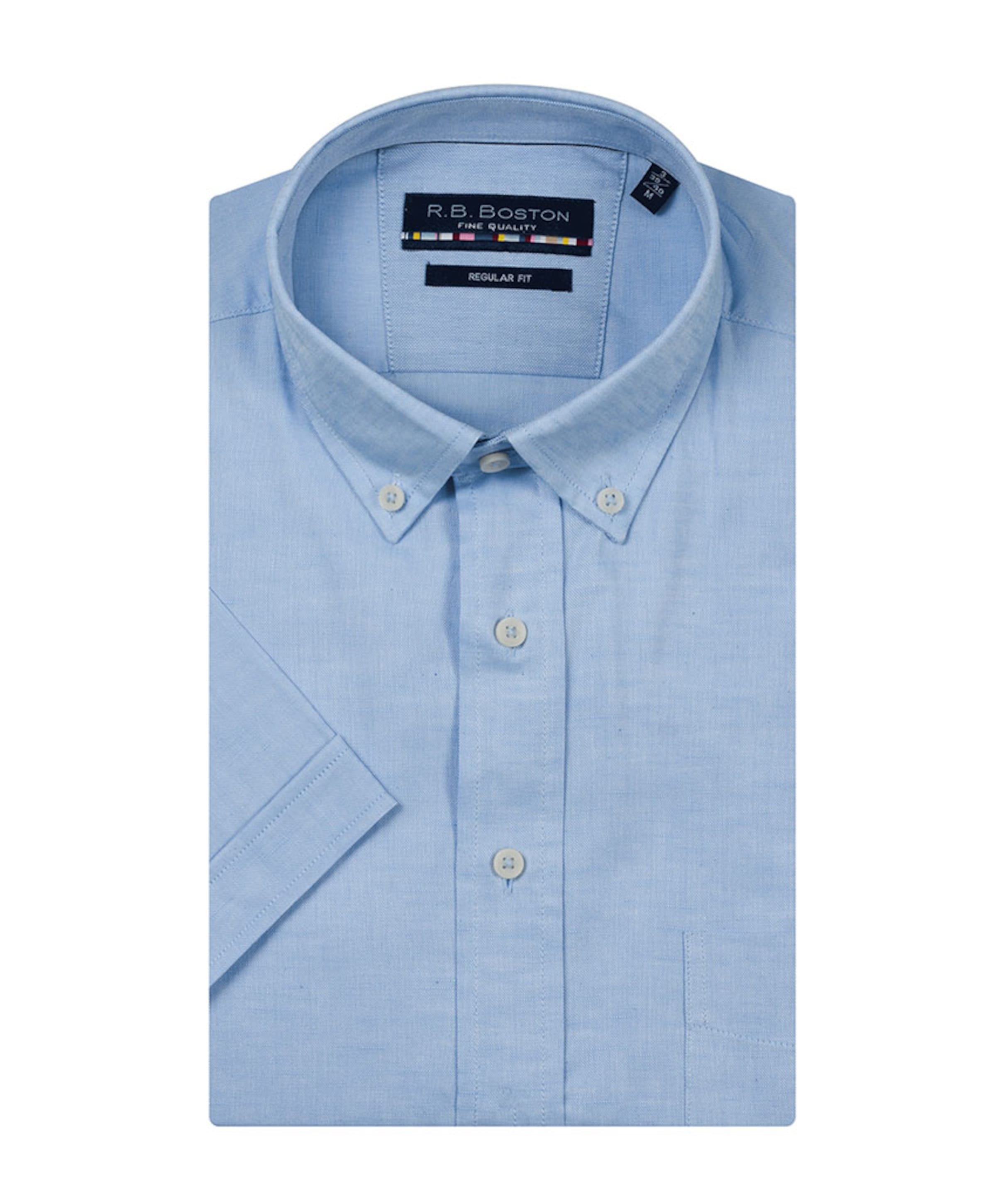 Heren overhemd korte mouw blauw