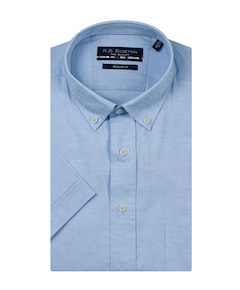 Heren overhemd korte mouw blauw