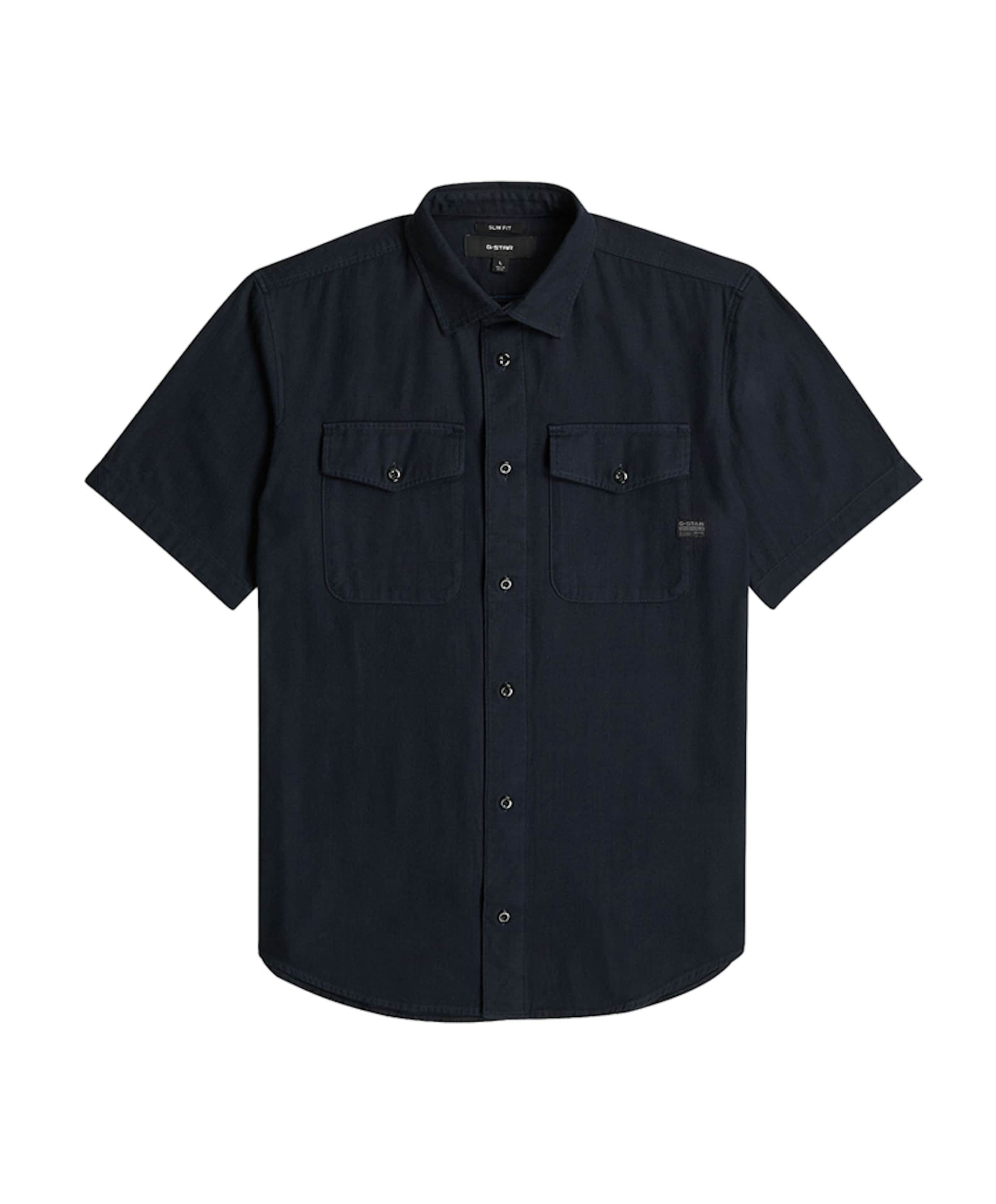 Heren overhemd korte mouw blauw