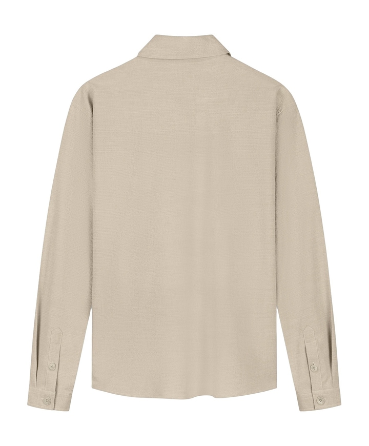Heren overhemd lange mouw beige