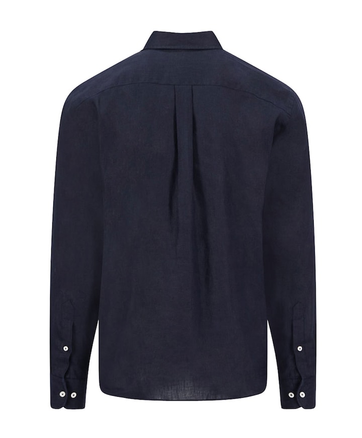 Heren overhemd lange mouw blauw