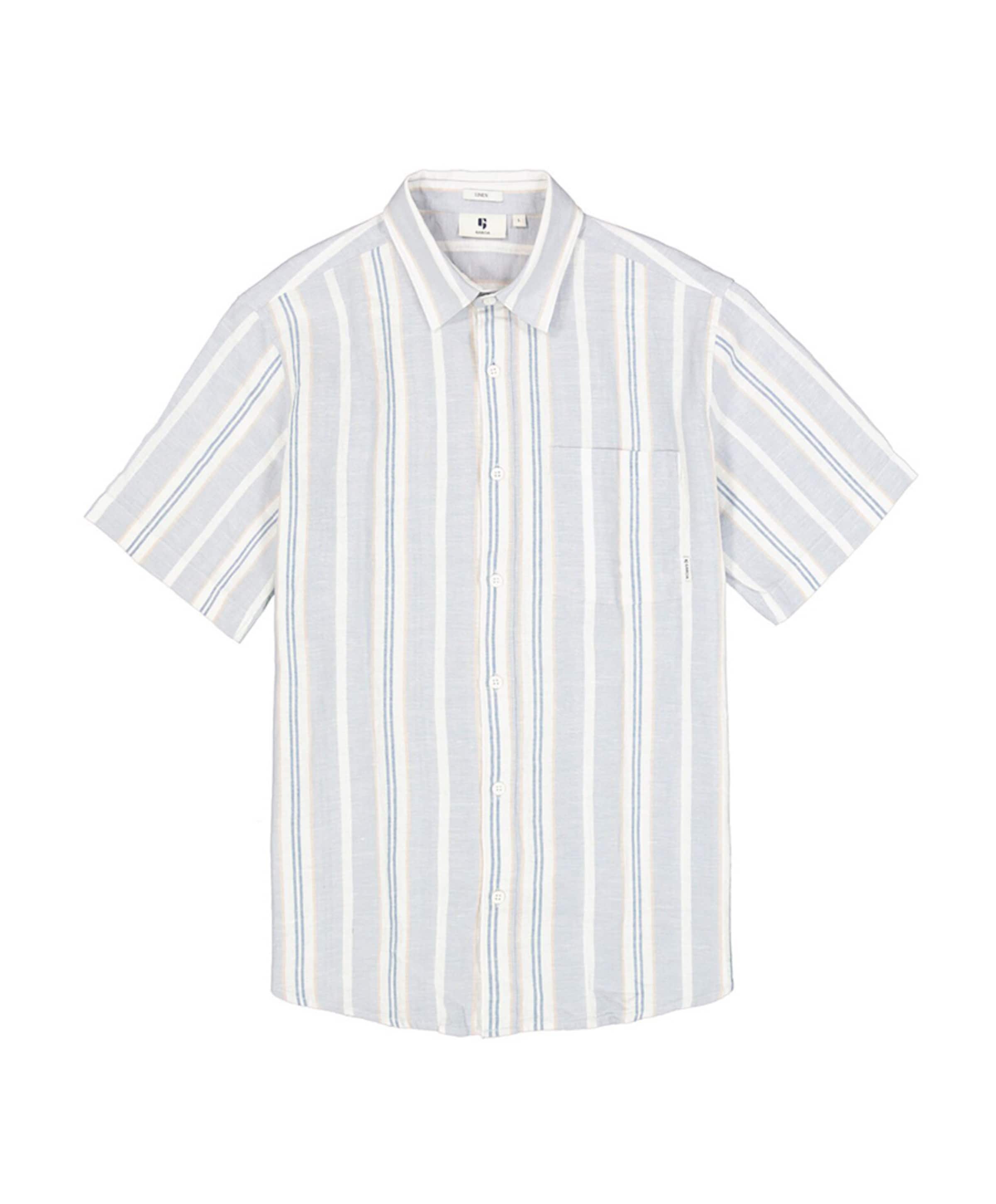 Heren overhemd korte mouw blauw