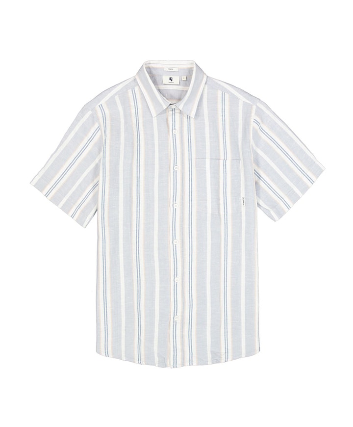 Heren overhemd korte mouw blauw