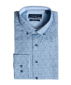 Heren overhemd lange mouw blauw