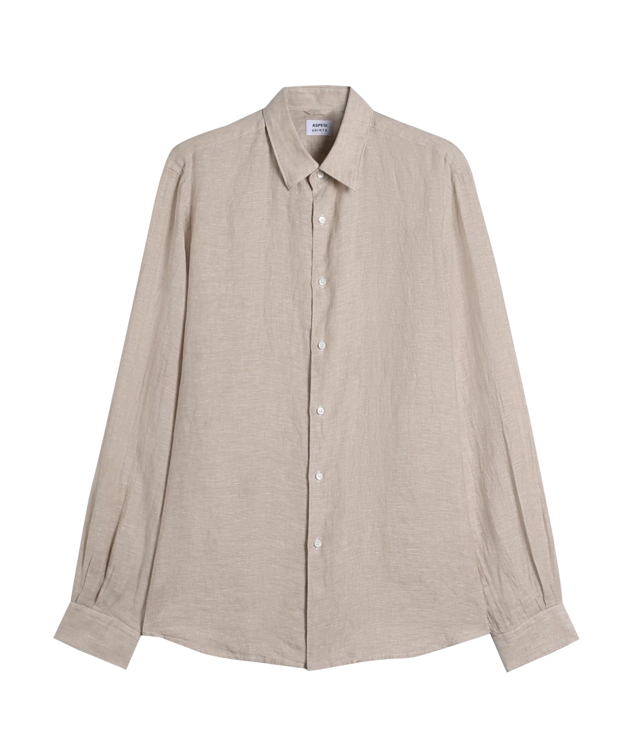 Heren overhemd lange mouw beige