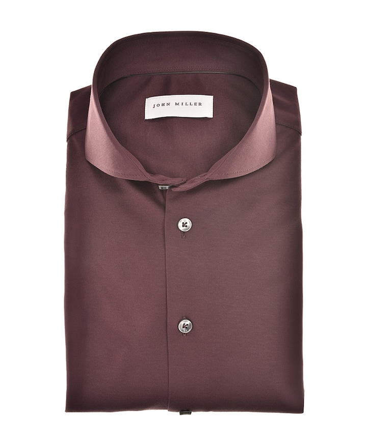 Heren overhemd lange mouw bordeaux