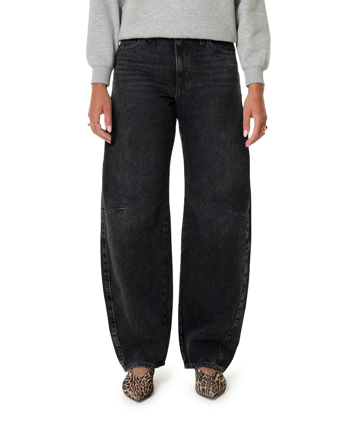 Baggy dad barrel dames jeans zwart