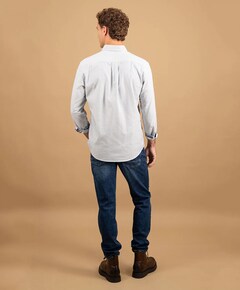 Heren overhemd lange mouw blauw