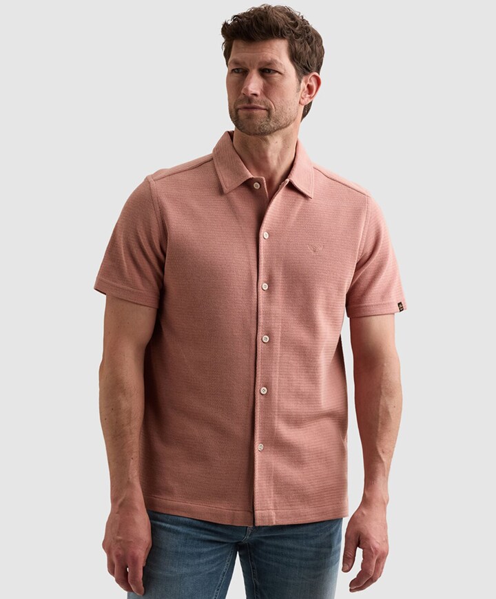 Heren overhemd korte mouw roze
