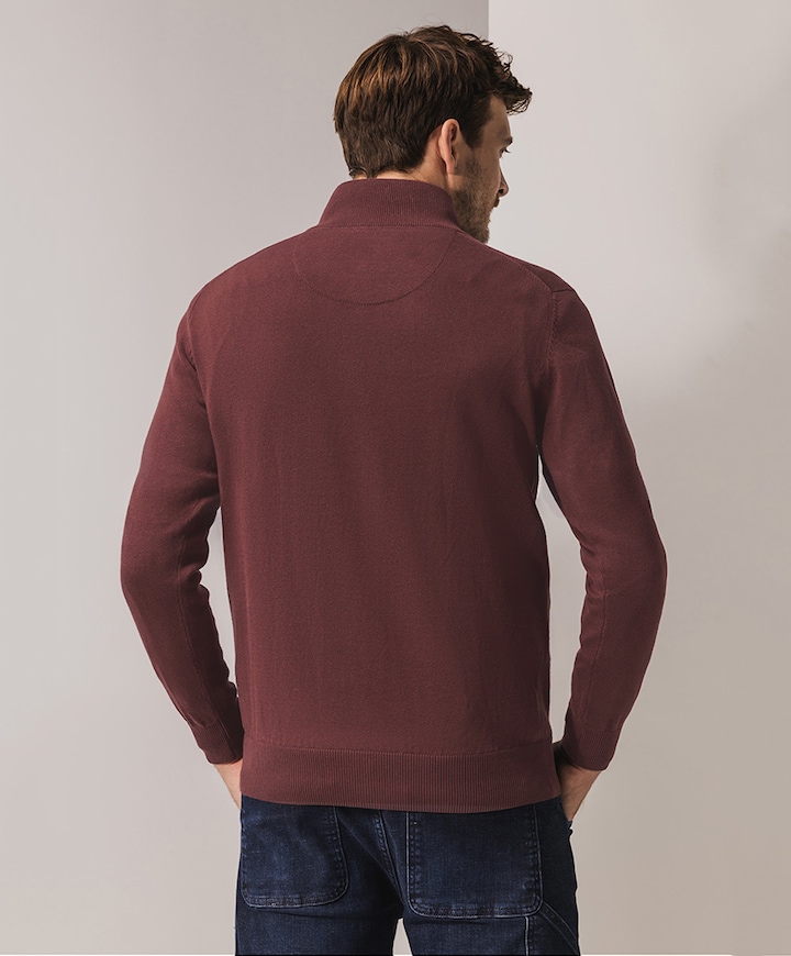 Trui met rits bordeaux