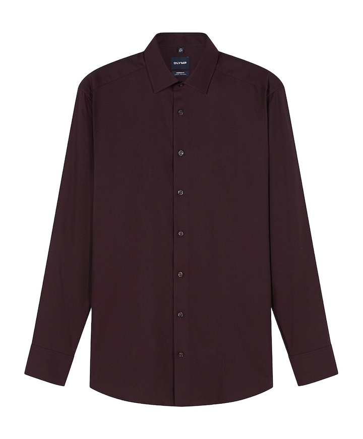Heren overhemd lange mouw bordeaux
