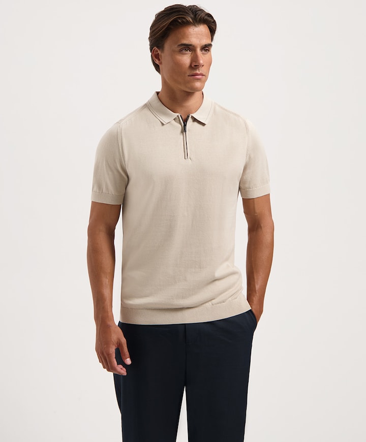 Heren polo beige