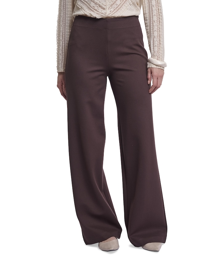 Regular length wide leg dames broek bruin