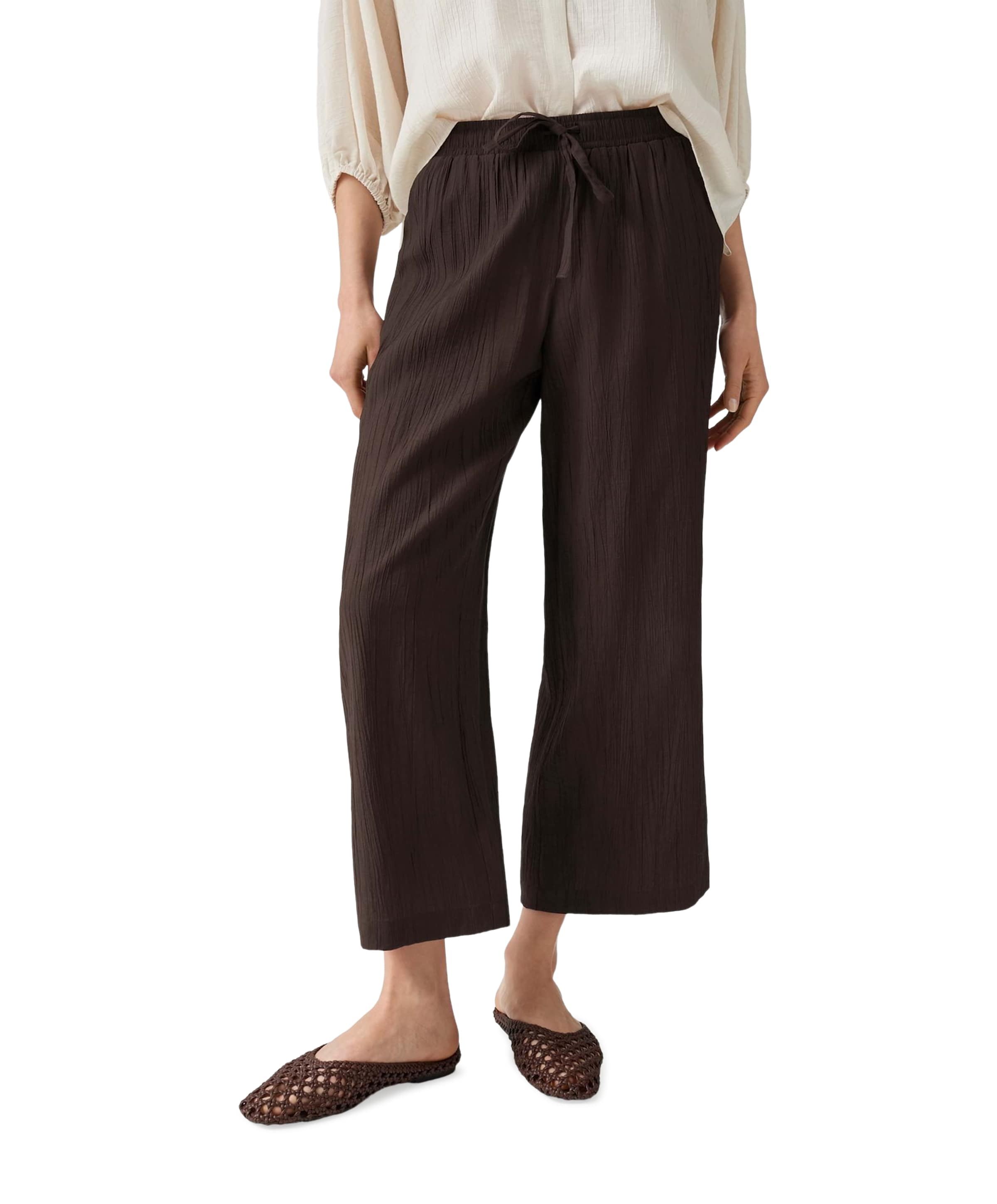 Marou crinkled dames broek bruin