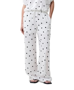 Dotted pull on dames broek ecru